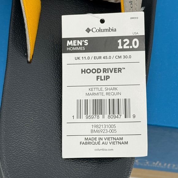 Columbia Hood River Flip Flops Mens Size 12 Sandals BM6923-005 Vaca Beach NWT - Picture 7 of 15
